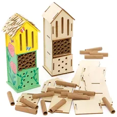 Baker Ross FE508 Insektenhotel für Kinder zum Basteln - 2er Pack, Kinder Garten Deko zum Basteln, Ideal für den Sommer, grün, Mittel