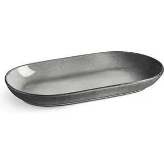 SPRINGLANE Servierplatte Misty Cliff, 40 cm x 21 cm, Steingut Servierteller für Antipasti, Tapas und Sushi - Grau