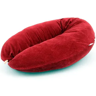 HOBEA-Germany Stillkissen 190 cm x 76 cm XXL Lagerungskissen Schwangerschaftskissen für Baby und Erwachsene Seitenschläferkissen Stillkissen mit Bezug aus Bio Baumwolle, Cord Dunkelrot