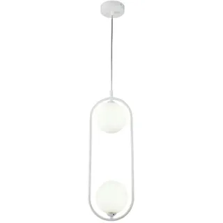 Maytoni Pendelleuchte , Weiß , Metall, Glas , Kugel , 12x48x17 cm , Ce , beliebig kürzbar, gleichmäßige Lichtverteilung , Lampen & Leuchten, Innenbeleuchtung, Hängeleuchten, Pendelleuchten