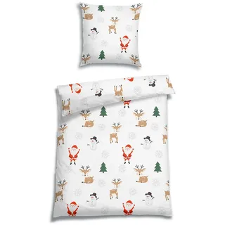 Florella Bettwäsche , Weiß , Textil , Weihnachten , 135x200 cm , pflegeleicht, atmungsaktiv, hautfreundlich, angenehm wärmend, schadstoffgeprüft , Heimtextilien, Bettwäsche & Leintücher, Bettwäsche, Flanell-Bettwäsche