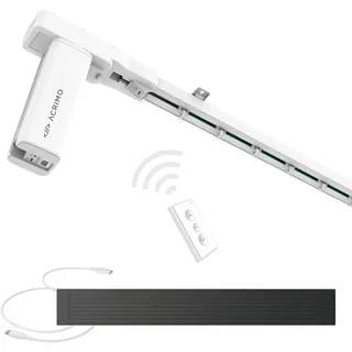 ACRIMO Motorisierte Gardinenschiene, Intelligentes Schienenset für Vorhänge mit Stromversorgung über Solarpanel und optionalem Wandstecker, Länge 2 Meter