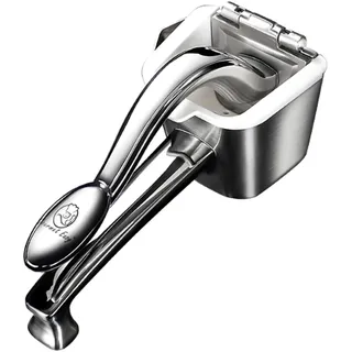 Saftpresse manuell als Zitronenpresse, Limettenpresse & Orangenpresse geeignet | Große Obst-Handpresse aus 304 Edelstahl mit ergonomischem Griff | Premium Fruchtpresse mit 5 Jahre Garantie