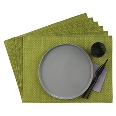 Bild 60521 Tischset, 33 cm, 6er Set Schmalband Platzdeckchen aus Kunststoff, PVC, hitzebeständige, rutschfeste Tischmatten, abwaschbare, wasserabweisende Platzsets, apfelgrün