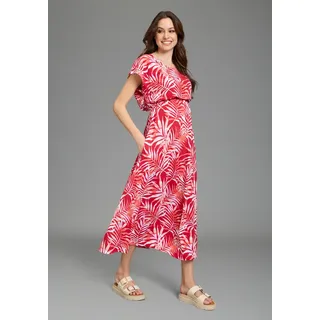 Umstandskleid NEUN MONATE "Langes Schwangerschafts- und Still-Kleid", Damen, Gr. 38, N-Gr, rot (rot geblümt), Jersey, Obermaterial: 95% Viskose, 5% Elasthan. Futter Oberteil: 95% Viskose, 5% Elasthan, bedruckt, ausgestellt knöchellang, Rundhals, Kleider Umstandskleid, Jersey-Kleid für Schwangerschaft und Stillzeit, Topseller