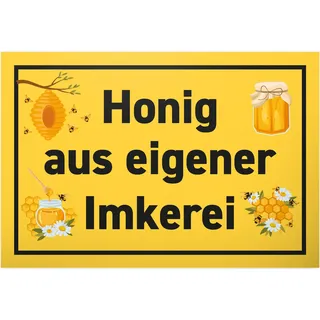 DankeDir! Honig aus eigener Imkerei - 30 x 20 cm Schild - Geschenk Geschenkidee Imker Freunde - Geburtstagsgeschenk Türschild Spruch Wandschild Hinweisschild Hinweis