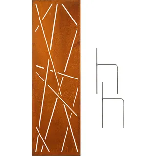 Edelrost Garten Sichtschutz, Wand, Rost, Sichtschutzwand Metall 160x50 cm, modern, Laser, Abstract, Gartendeko, Deko, Schild - Braun