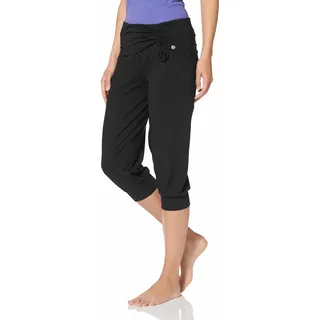 Yogahose OCEAN SPORTSWEAR "Soulwear - 3/4 Yoga Pants", Damen, Gr. 42, N-Gr, schwarz, Obermaterial: 95% Baumwolle, 5% Elasthan, unifarben, bequem 3/4-Länge, Hosen Yogahose, Komfortabler Umschlagbund mit seitlicher Raffung, Topseller