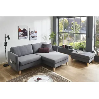Atlantic Home Collection Ecksofa »Mailo L-Form« mit Seitentaschen, Recamiere beidseitig montierbar, Massivholzfüße,