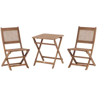 Beliani Bistro-Set 2-Sitzer Heller Holzfarbton Paraggi , Gartenmöbel, Gartengarnituren, Balkonmöbel-Sets