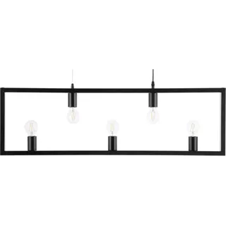 BELIANI Hängeleuchte Schwarz Metall 5-Flammig Glühbirnen-Optik Rechteckig Geometrisch Industrieller Stil Wohnzimmer Esszimmer - Schwarz