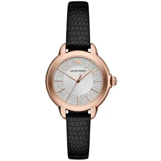 Emporio Armani Watch for Women, Quartz Movement and 36mm Case Size with Stainless Steel, Leather or Silicone Strap Schwarz und Goldton, 32MM