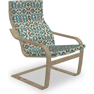 ABAKUHAUS Orient Poäng Sessel Polster, Antike Boho Motiv, Sitzkissen mit Stuhlkissen mit Hakenschlaufe und Reißverschluss, Mehrfarbig