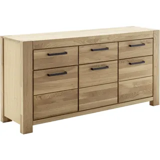 Carryhome Sideboard , Wildeiche , Holzwerkstoff , Wildeiche , massiv , 3 Fächer , 3 Schubladen , 172x85x45 cm , Typenauswahl, Beimöbel erhältlich, stehend , Holzmöbel, Kommoden Holz, Sideboards Holz