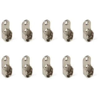Emuca 7065107 Seitliche Stütze für ovale Kleiderschrank Stange, Zamak, 10 Stück, Vernickelt