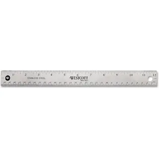 Westcott 10415 Metall-Lineal, unzerbrechlich, cm- und inch-Einteilung mit rutschfester Kork Rückseite, 30 cm, STAINLESS STEEL
