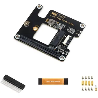 Waveshare PCIe to M.2 Adapter for Raspberry Pi 5, Supports NVMe Protocol M.2 Solid State Drive, High-Speed Reading/Writing