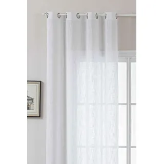 Gardine Ösen Grobfaser »Seoul« HxB 245x140 cm Weiß Ösen Linenlook-Struktur Uni Halbransparent Blickdicht 2024110