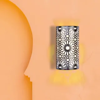 Lampe Tischleuchte E27 orientalisch silber Metall 29cm leuchte Wohnzimmer Deko