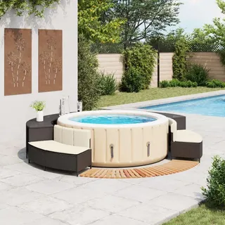 vidaXL Whirlpool-Umrandung Schwarz Poly-Rattan und Massivholz Akazie - Schwarz