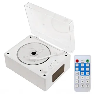 JAOGAUS CD Player, Bluetooth 5.4 Desktop CD Player, Tragbarer CDPlayer mit HiFi Lautsprechern, Fernbedienung, Retro-Koffer Weißer CDPlayer aus Holz Unterstützung CD&CD-R&CD RW/MP3/WMA, Geschenk