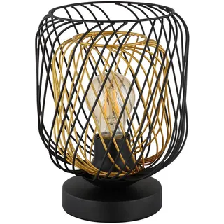 Globo Tischleuchte , Schwarz, Goldfarben , Metall , rund , 24.5 cm , Ce , Wippschalter , Lampen & Leuchten, Innenbeleuchtung, Tischlampen, Tischlampen