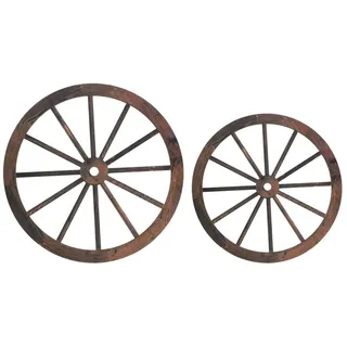 PRETYZOOM Holzwagenräder 2 Stück Vintage Holzrad Wandbehang Rustikale Western-Party-Dekoration Für Garten Bar Terrasse Wohnzimmer 11.81 Zoll Dekorative Holzräder