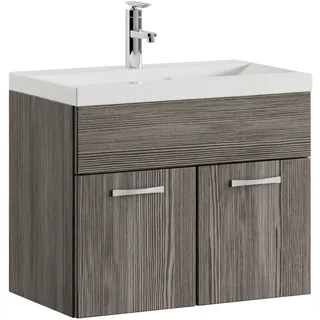 Badezimmer Badmöbel Set Montreal 01 60cm Waschbecken Grau Eiche - Unterschrank W