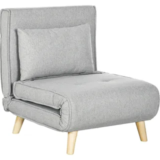 HOMCOM Schlafsessel, Klappbett mit Bettfunktion, Lendenkissen, Klappbar Relaxsessel mit Leinenoptik, Verstellbarer Rückenlehne, bis 150 kg Belastbar, für Wohnzimmer Hellgrau - Hellgrau