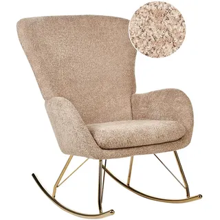 Beliani Schaukelsessel Bouclé Sandbeige Anaset , Beige, Goldfarben , Textil , 74x99x99 cm , Wohnzimmer, Sessel, Schaukelstühle