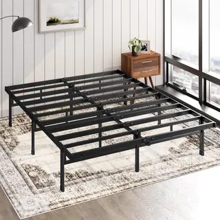 Zinus Justin Bett 180 x 200 cm – 36 cm Höhe mit Stauraum unter dem Bett – Plattformbett aus Metall – Schwarz