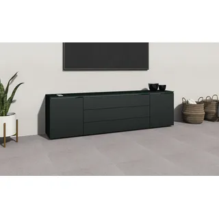 borchardt Möbel San Diego Lowboard 200 cm Schwarz Kunststoff/Metall/MDF/Melamin/Holzwerkstoff