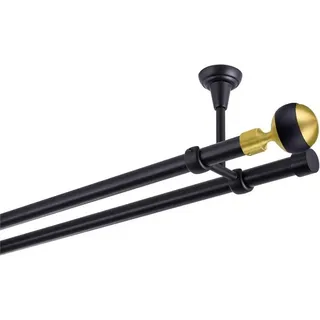 MDEKOR Gardinenstange 2-läufig Ø 19 mm 280 cm Schwarz/Gold