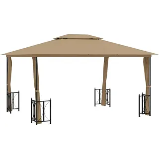 vidaXL Pavillon mit Seitenwänden & Doppeldach 3x4 m Taupe - Taupe
