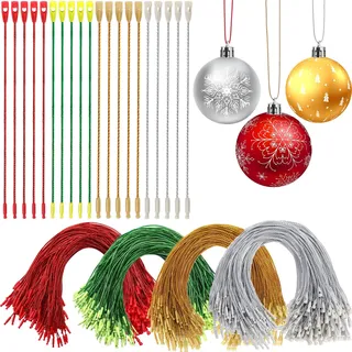 AUGSUN Weihnachtskugeln Aufhänger Haken, 200 Stück Christbaumkugel Aufhänger Haken mit Druckknopf Kugel Aufhänger für Christbaumkugeln Weihnachten Deko(Gold, Silbe, Rot, Grün)