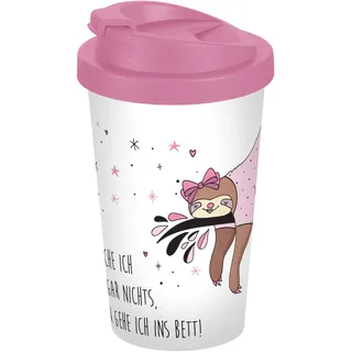 Coffee to go Becher Faultier Daphne Bett | Faultier | Coffee to go Becher | Thermosbecher | Mehrwegbecher | Kaffeebecher | To go | doppelwandig | GEDA Labels | Reisebecher | auslaufsicher