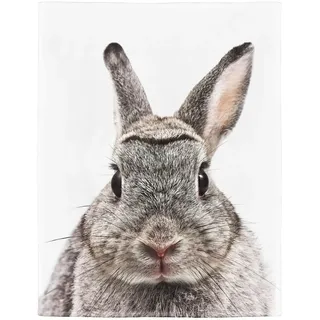 YISUMEI Bedruckte Kuscheldecke Niedlich Braun Hase Decke Flauschig Weich Fleecedecke 150x200 cm