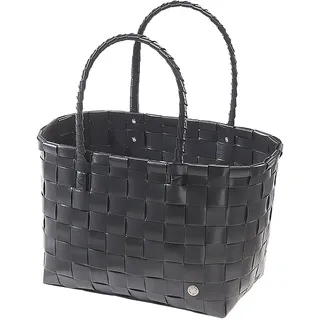 Kobolo Tasche Einkaufstasche Einkaufskorb geflochten Kunststoff Shopper - NOIR XXL - schwarz - Schultertasche Umhängetasche Shoppingbag Bag Transport - Schwarz