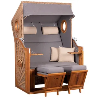 deVries Strandkorb Trend ca. 120x155x80 cm Grau/Beige