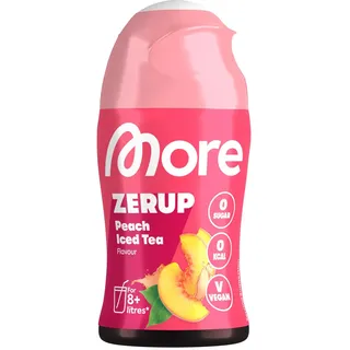 MORE Zerup, Peach Iced Tea, 65 ml, für bis zu 8 l Fertiggetränk, zuckerfreier Sirup mit echten Fruchtextrakten, vegan, zero Kalorien - made in Germany