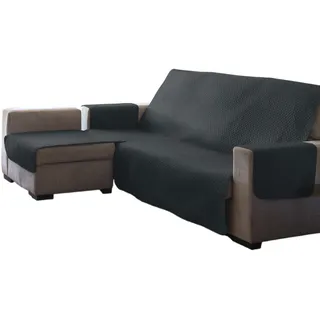 Estoralis | AVA | Moderner Chaiselongue-Bezug | Wende-Steppstoff | Farbe - Anthrazit | Für Chaisse Longue 290 cm linker Arm| Stoffgröße 290 x 255 cm(Breite x Höhe) Schutz für alle Arten von Sofas