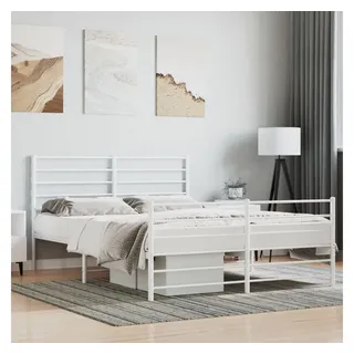 vidaXL Bettgestell mit Kopf- und Fußteil Metall Weiß 160x200 cm