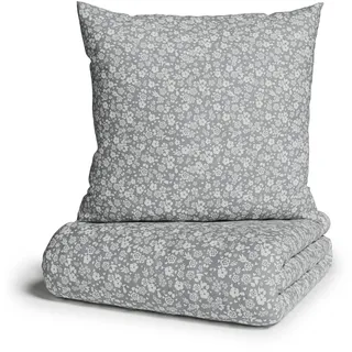 my home Bettwäsche »Mariby« 2 tlg. mit feinem Blümchen Design, skandinavisch, romantische Bettwäsche, grau