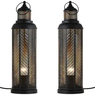 2 X Tischlampe Nachttischleuchte Ästhetisch Dekorativ - Schwarz, Gold