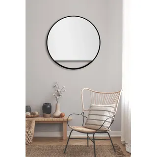 Wandspiegel rund Talos Black Hole Matt Ø 80 cm - Badspiegel mit hochwertigem, umlaufenden Aluminiumrahmen in matt schwarz - Badezimmerspiegel - Schwarz
