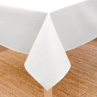 Encasa XO Baumwoll-Canvas-Tischdecke | Weiß Einfarbig | Rechteckige Größe 140x304 cm | Esstischdecke zur Dekoration – maschinenwaschbar