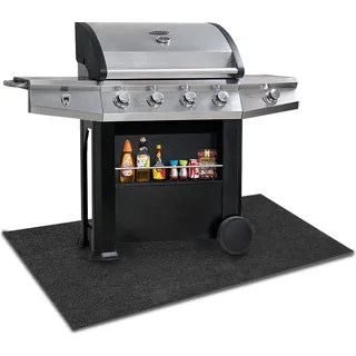 SWANEW BBQ Matte Grillmatte Grau Feuerfest Teppich Unterlage Wasserdicht Grillteppich oeldicht Outdoormatte Grillunterlage 100*120CM - Grau