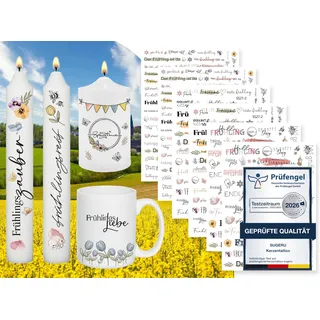 Sugeru 6 PCS Kerzentattoo (200+ Muster),Wassertransferdruck |wasserschiebefolie kerzen | Kerzenfolie | kerzenaufkleber sticker | Kerzen dekorieren (Frühling II)