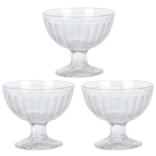 Excellent Houseware Eisbecher Stripe 200 ml 3er-Set , Transparent , Glas , Geschirr, Schalen & Schüsseln, Dessertschalen