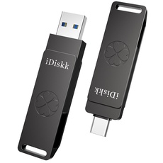 iDiskk 256 GB Solid-State-USB-Flash-Laufwerk, USB 3.2, 1000 MB/s, High-Speed-Thumb Drive SSD, Gen2 USB-C Foto-Stick für iPhone 15 / USB-C iPad/Android-Handys, Laptop/Mac und Tablet, Grau (keine App